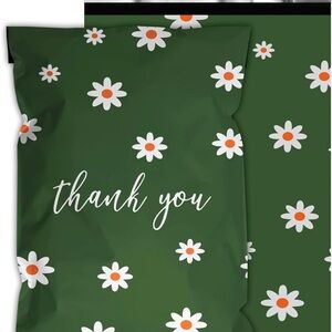 10 extra large Poly Mailers 19x14 Green Flowers Thank You